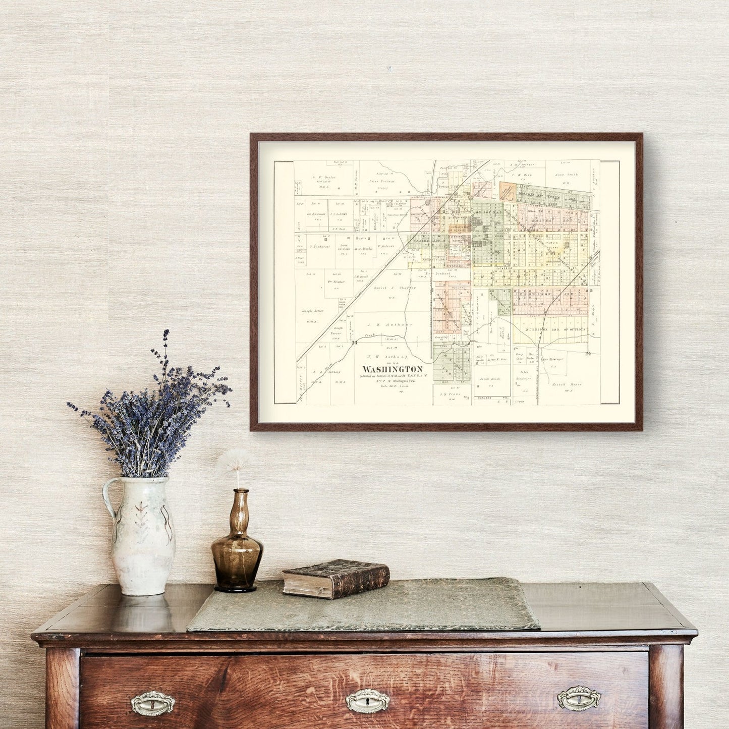 Vintage Map of Washington, Illinois 1891