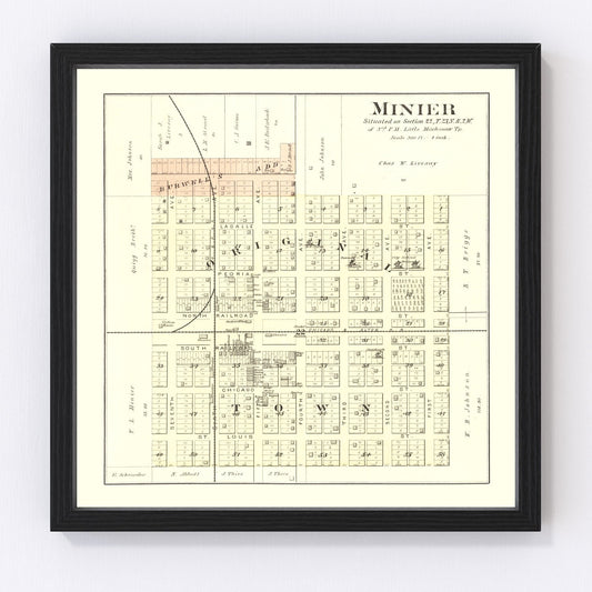 Vintage Map of Minier, Illinois 1891
