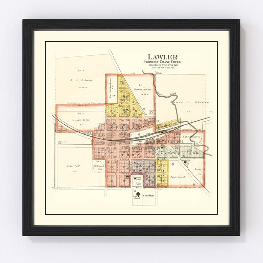 Vintage Map of Lawler, Iowa 1892