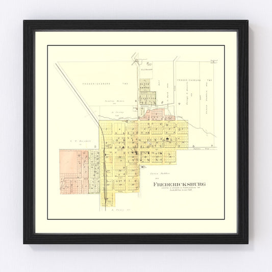 Vintage Map of Fredericksburg, Iowa 1892