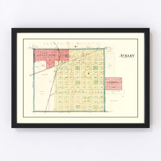 Vintage Map of Ackley, Iowa 1892
