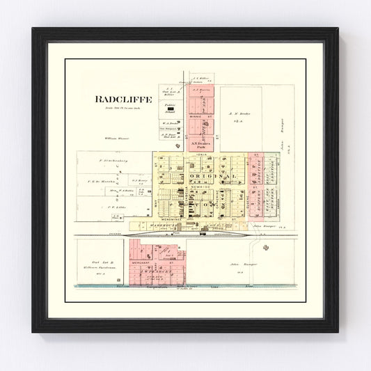 Vintage Map of Radcliffe, Iowa 1892