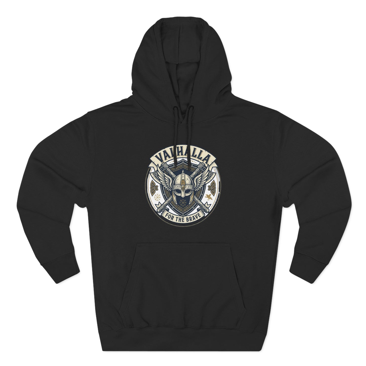 Viking Valhalla Skull Hoodie – "For the Brave" Graphic Fleece Hoodie