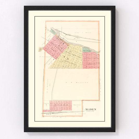 Vintage Map of Alden, Iowa 1892