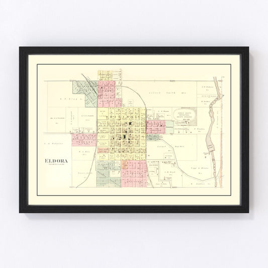 Vintage Map of Eldora, Iowa 1892