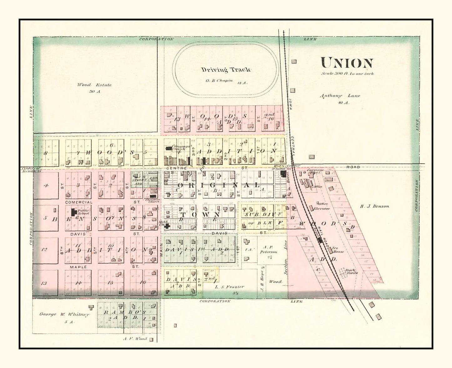 Vintage Map of Union, Iowa 1892