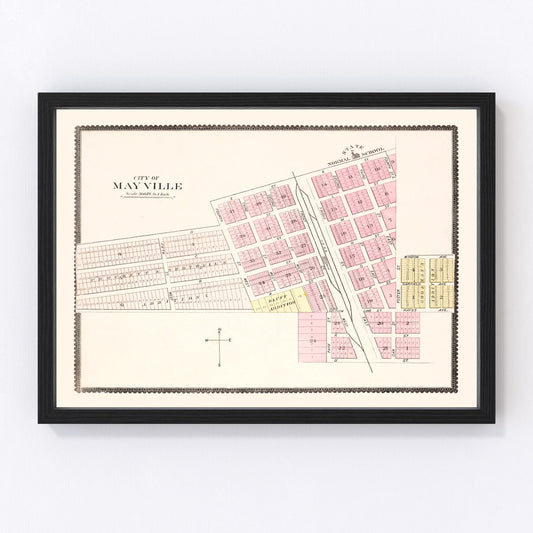 Vintage Map of Mayville, North Dakota 1892