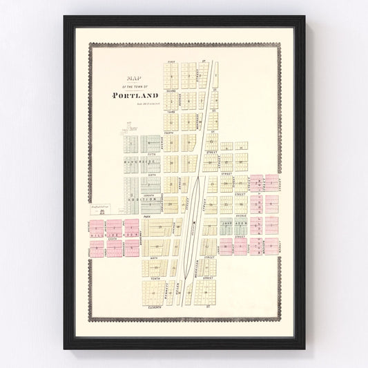 Vintage Map of Portland, North Dakota 1892
