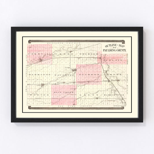 Vintage Map of Paulding County, Ohio 1892