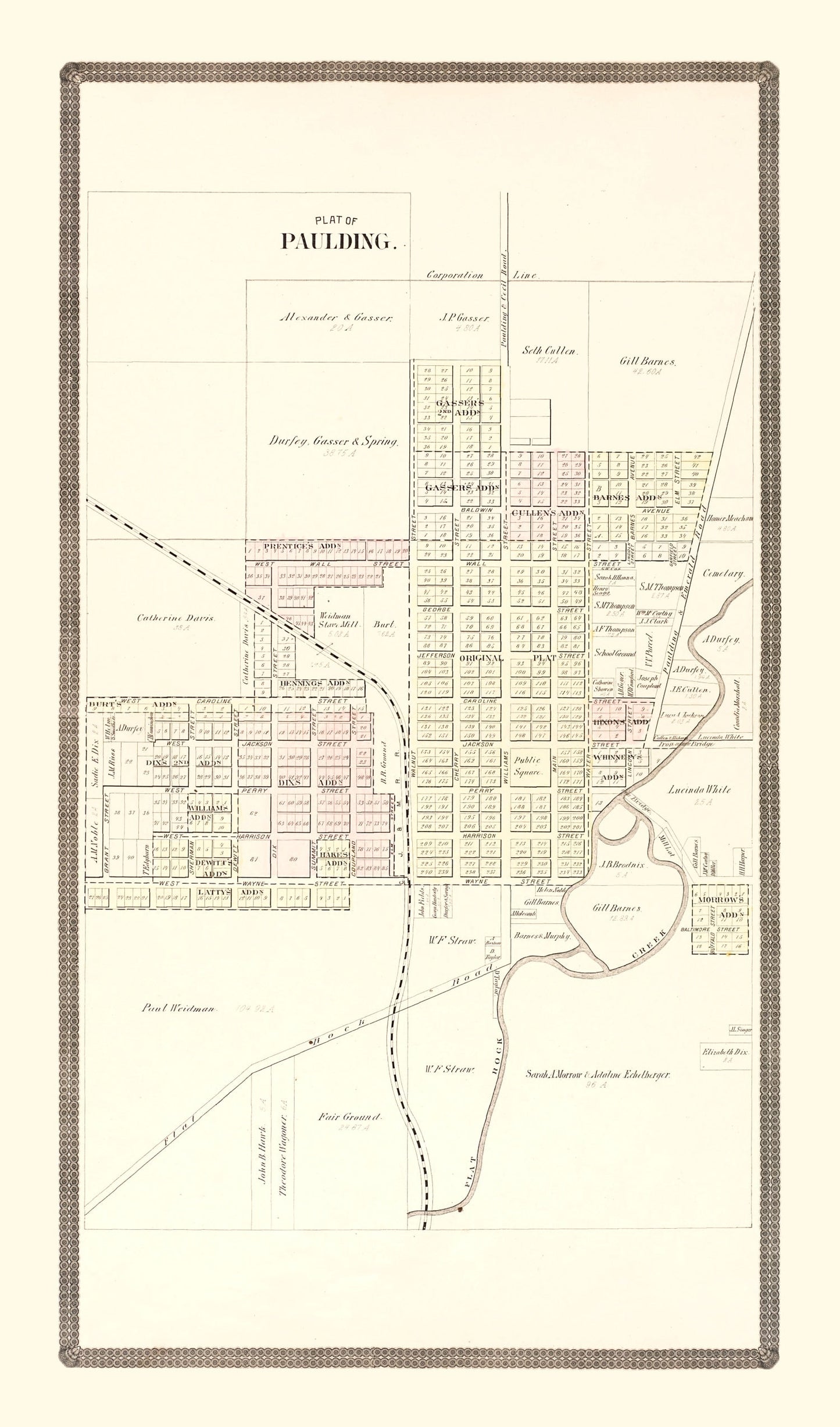 Vintage Map of Paulding, Ohio 1892