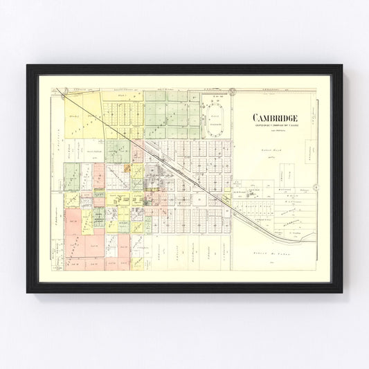 Vintage Map of Cambridge, Illinois 1893