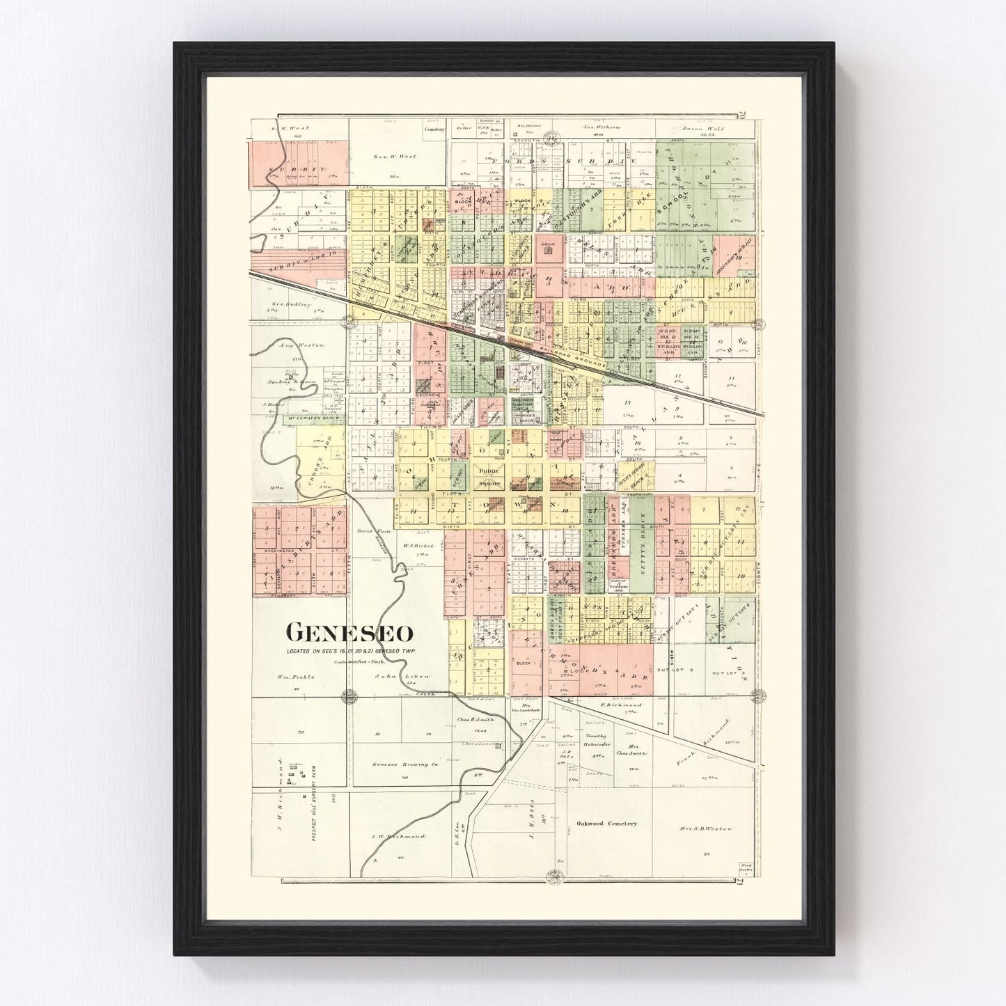Vintage Map of Geneseo, Illinois 1893