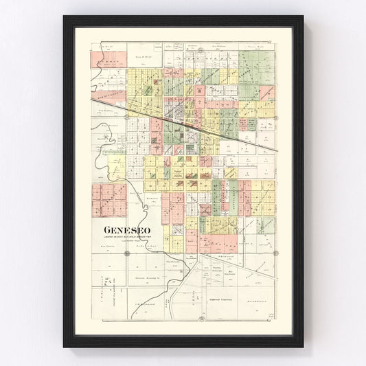 Vintage Map of Geneseo, Illinois 1893