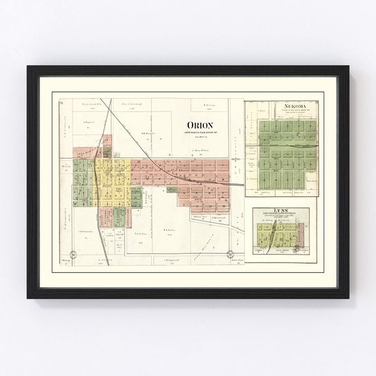 Vintage Map of Orion, Illinois 1893