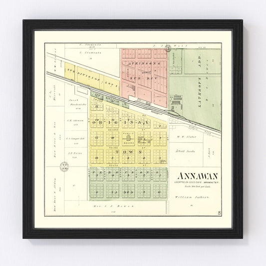 Vintage Map of Annawan, Illinois 1893