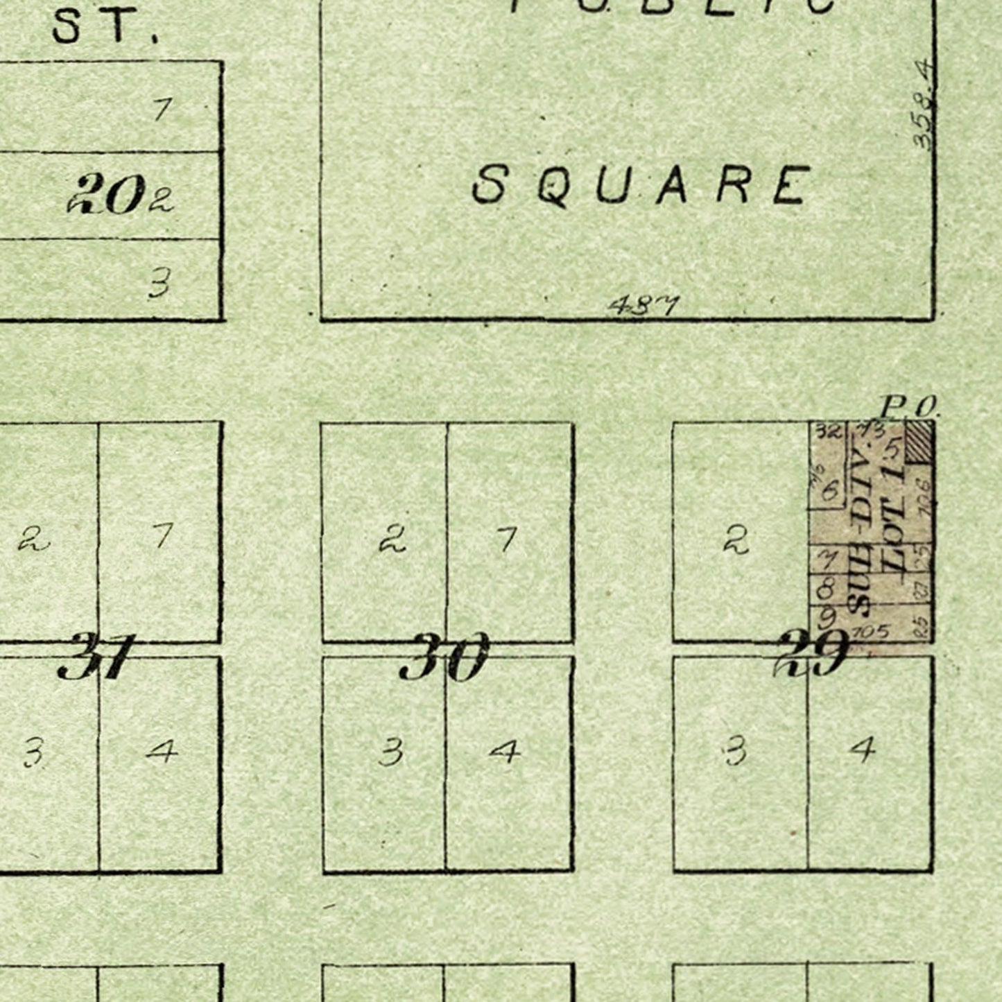 Vintage Map of Bishop Hill, Illinois 1893