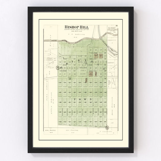 Vintage Map of Bishop Hill, Illinois 1893