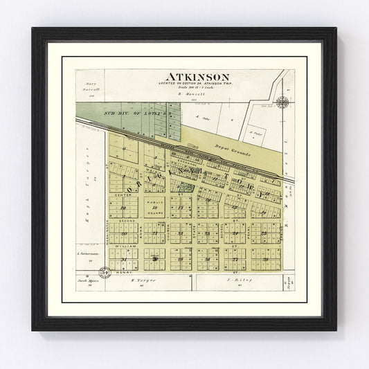 Vintage Map of Atkinson, Illinois 1893