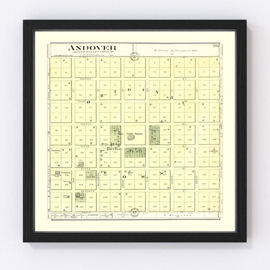 Vintage Map of Andover, Illinois 1893