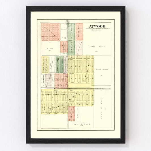 Vintage Map of Atwood, Illinois 1893