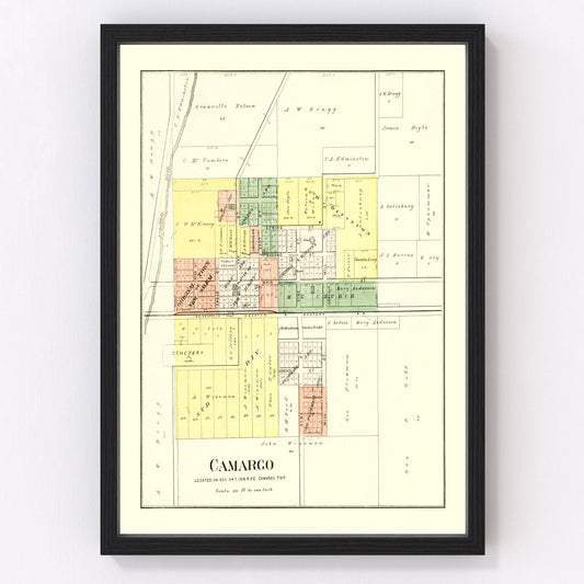 Vintage Map of Camargo, Illinois 1893