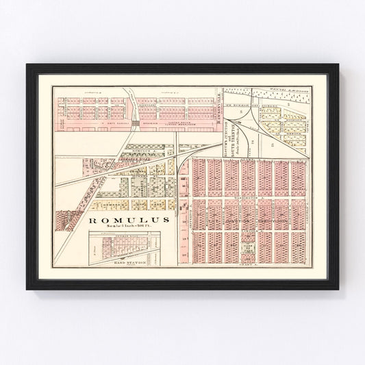 Vintage Map of Romulus, Michigan 1893