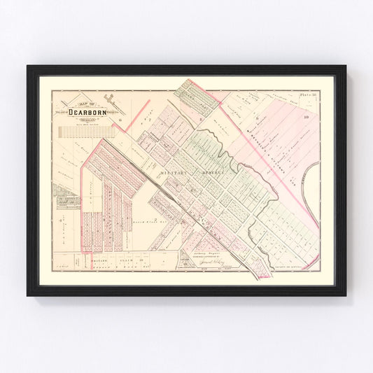 Vintage Map of Dearborn, Michigan 1893