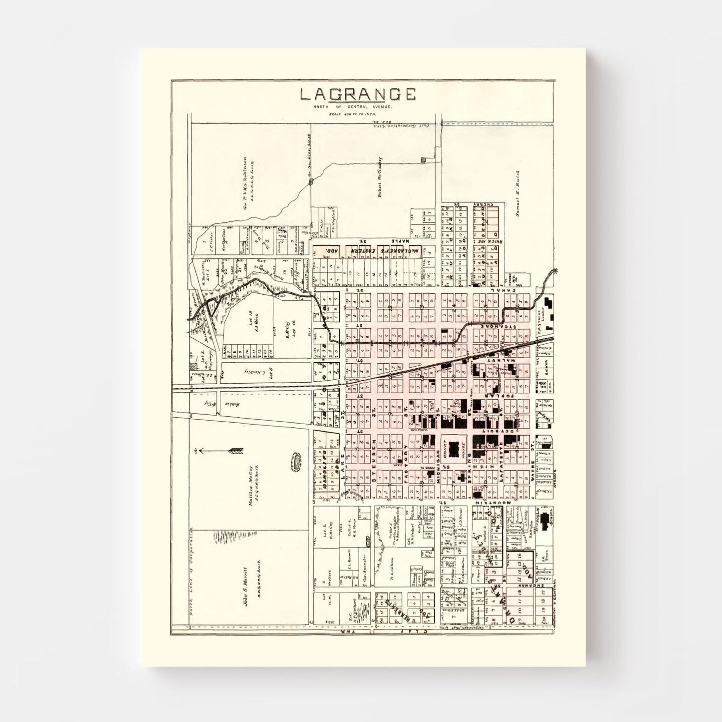 Vintage Map of LaGrange, Indiana 1893