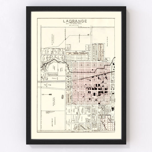 Vintage Map of LaGrange, Indiana 1893
