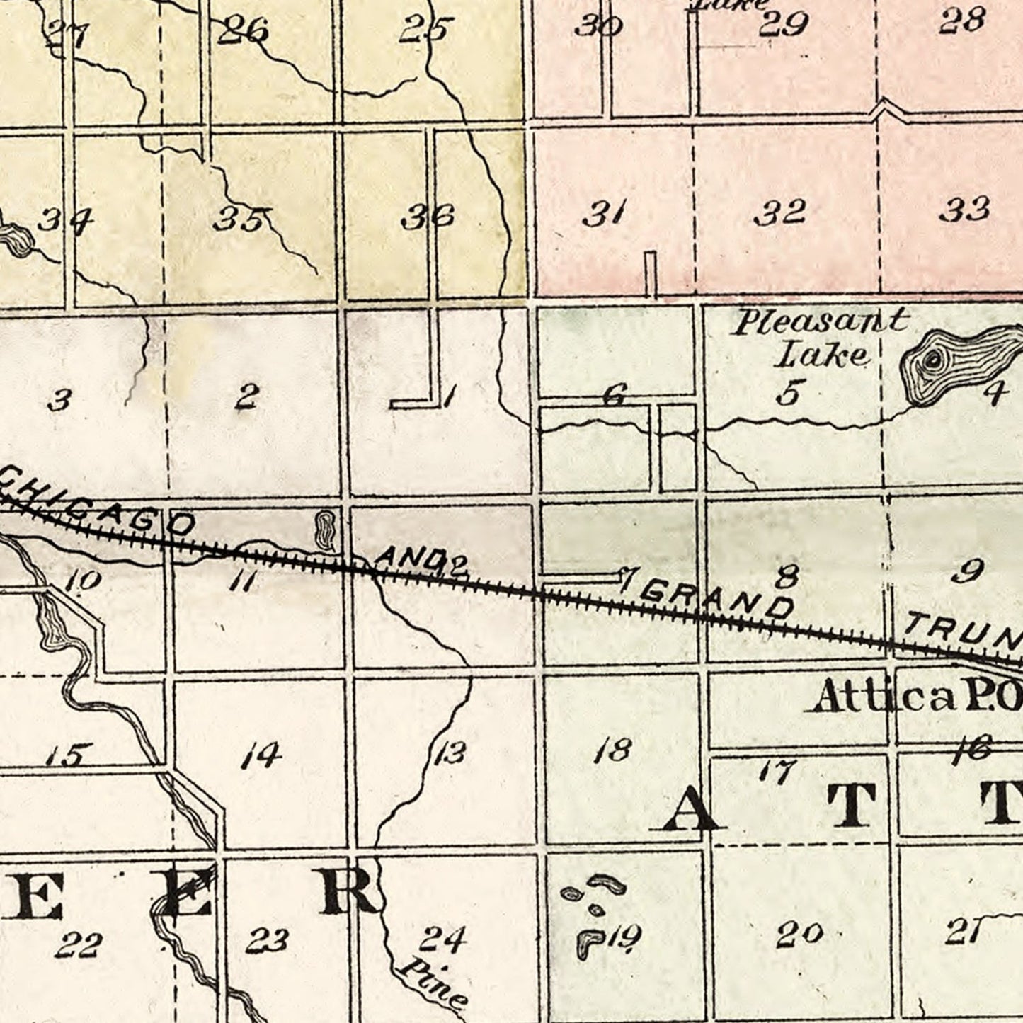 Vintage Map of Lapeer County, Michigan 1893