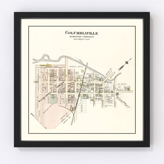 Vintage Map of Columbiaville, Michigan 1893