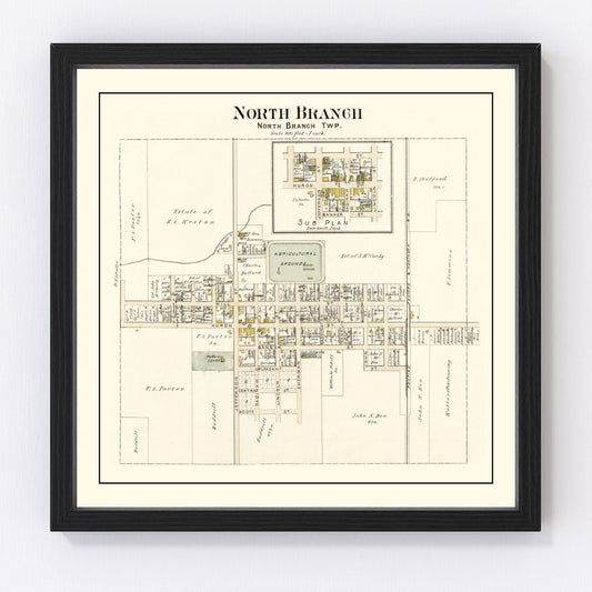 Vintage Map of North Branch, Michigan 1893