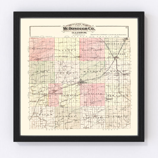 Vintage Map of McDonough County, Illinois 1893