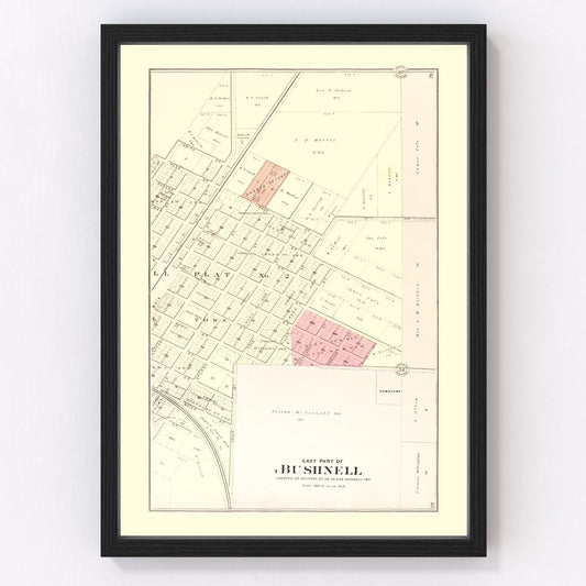 Vintage Map of Bushnell, Illinois 1893