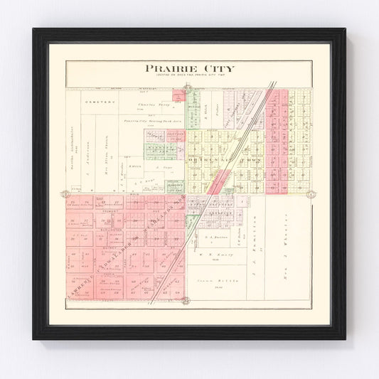 Vintage Map of Prairie City, Illinois 1893