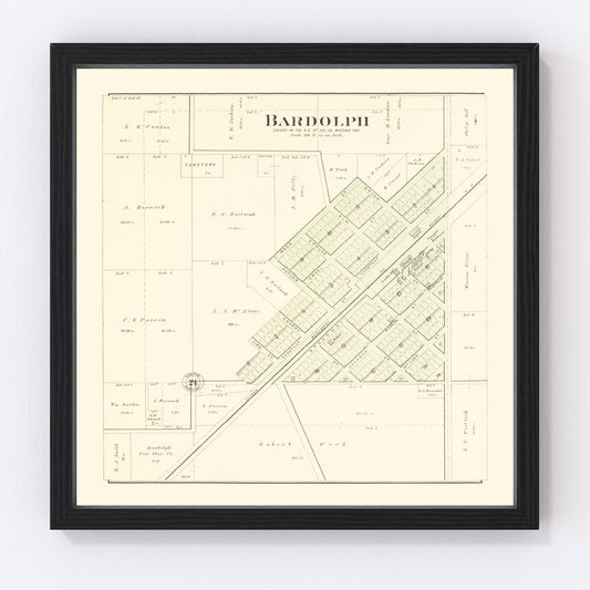 Vintage Map of Bardolph, Illinois 1893