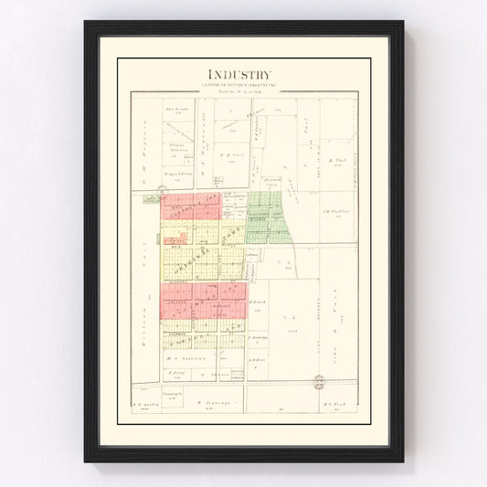 Vintage Map of Industry, Illinois 1893