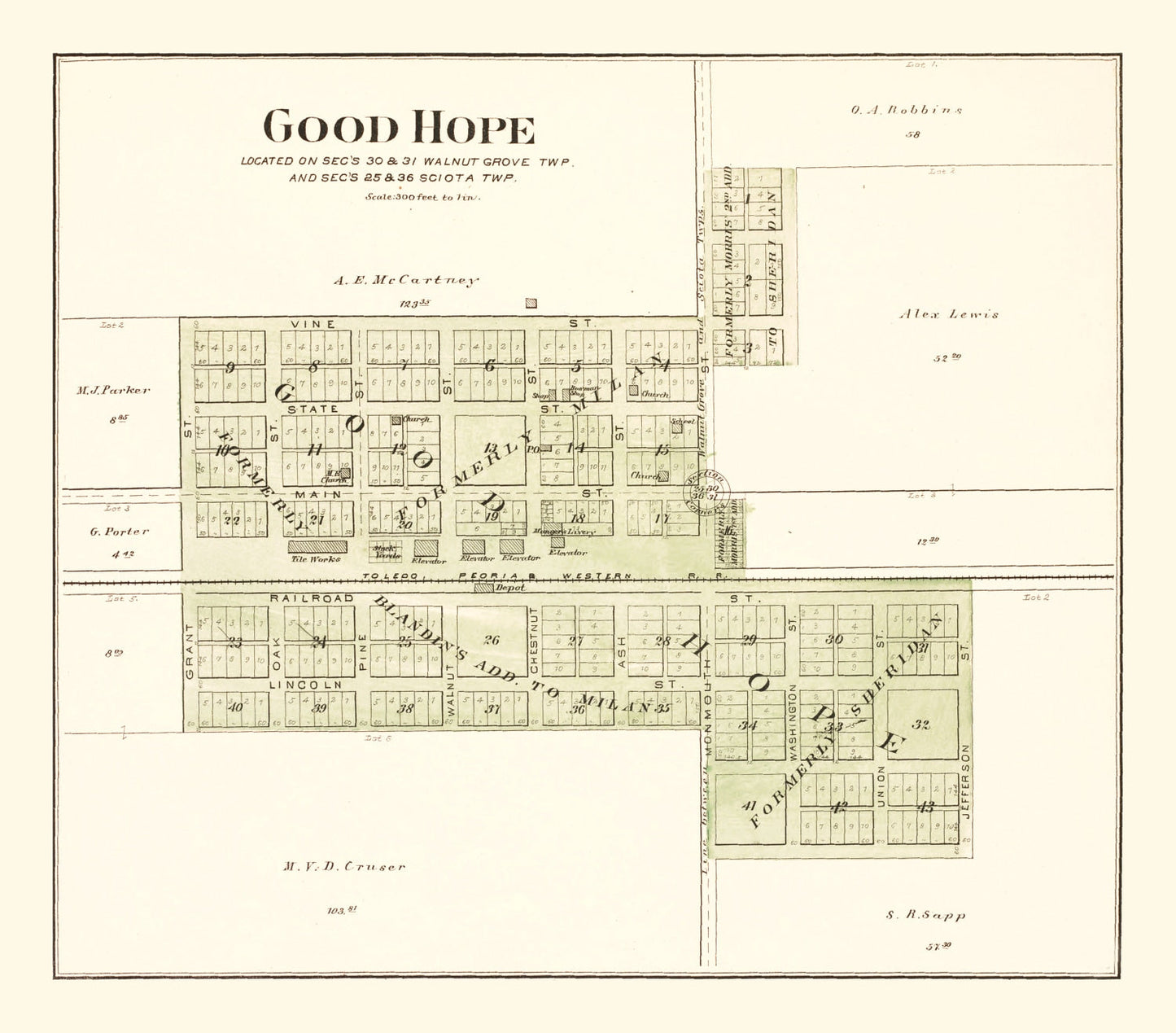 Vintage Map of Good Hope, Illinois 1893
