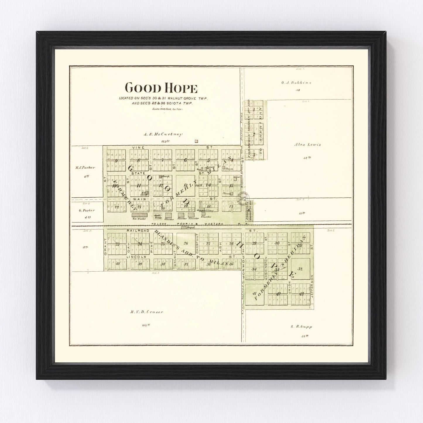 Vintage Map of Good Hope, Illinois 1893