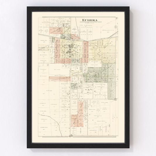 Vintage Map of Eureka, Illinois 1893