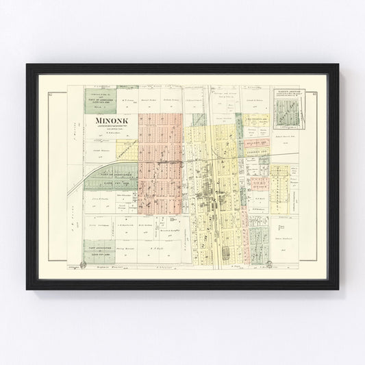 Vintage Map of Minonk, Illinois 1893