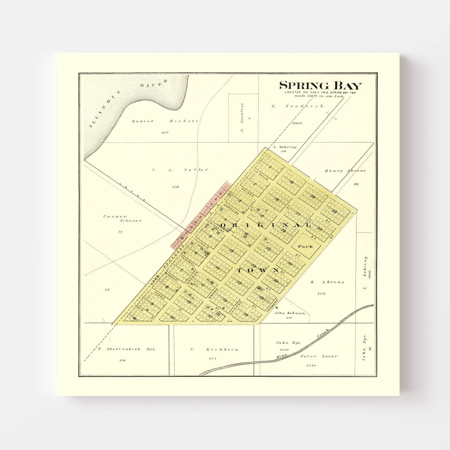 Vintage Map of Spring Bay, Illinois 1893