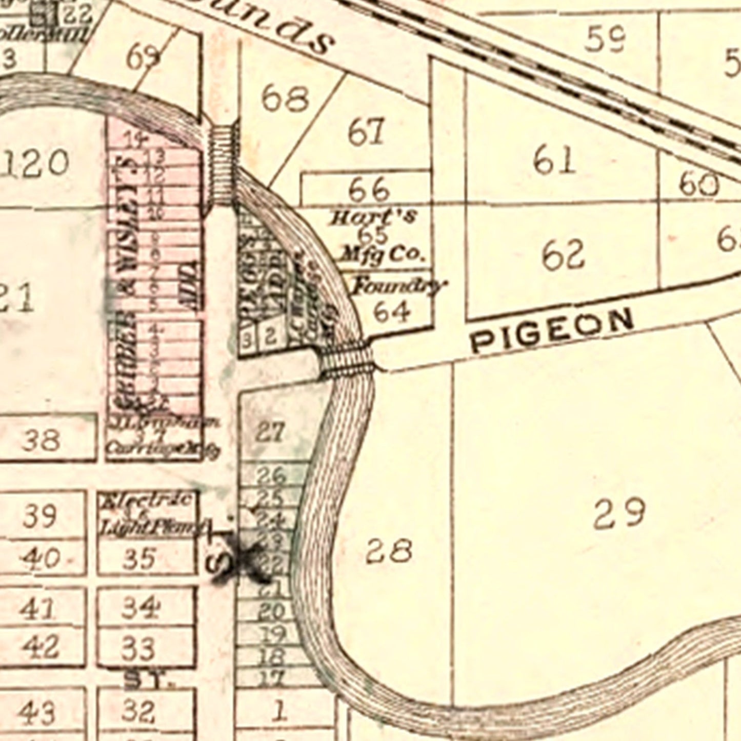 Vintage Map of Ligonier, Indiana 1893