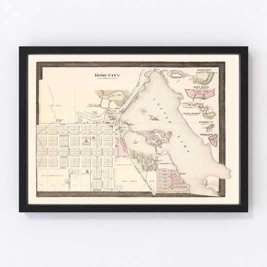 Vintage Map of Rome City, Indiana 1893