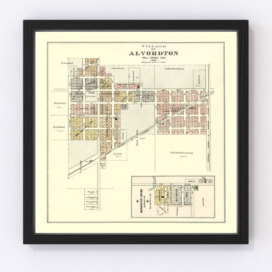 Vintage Map of Alvordton, Ohio 1894