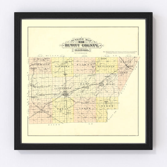 Vintage Map of De Witt County, Illinois 1894