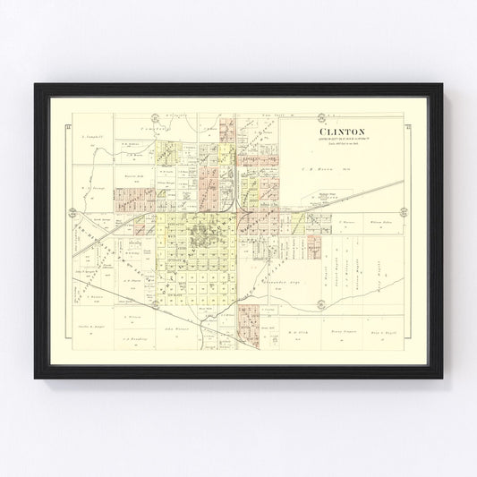 Vintage Map of Clinton, Illinois 1894