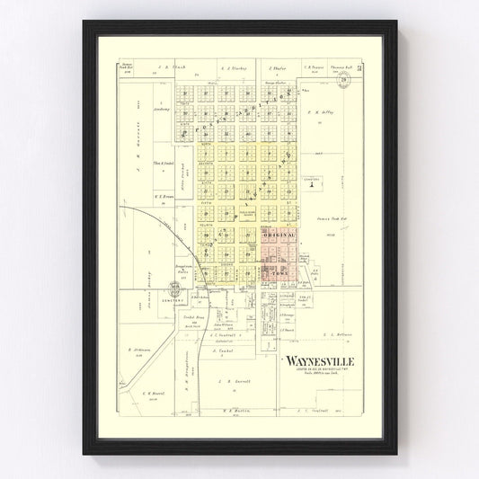 Vintage Map of Waynesville, Illinois 1894