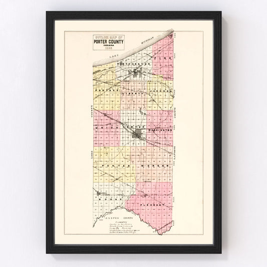 Vintage Map of Porter County, Indiana 1895