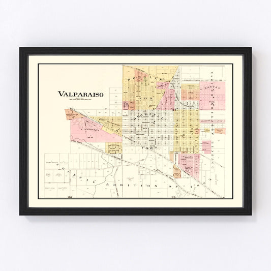 Vintage Map of Valparaiso, Indiana 1895